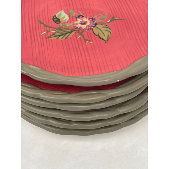Set 6 Tracy Porter Octavia Hill Collection Floral Country Rustic Lunch Plates 8" - Picture 7 of 12